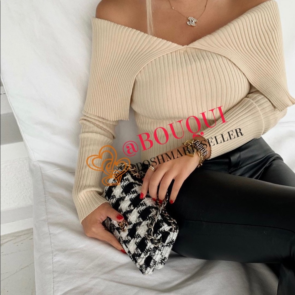 BLOGGERS FAV ZARA OFF SHOULDER FITTED KNIT TOP - Picture 4 of 16